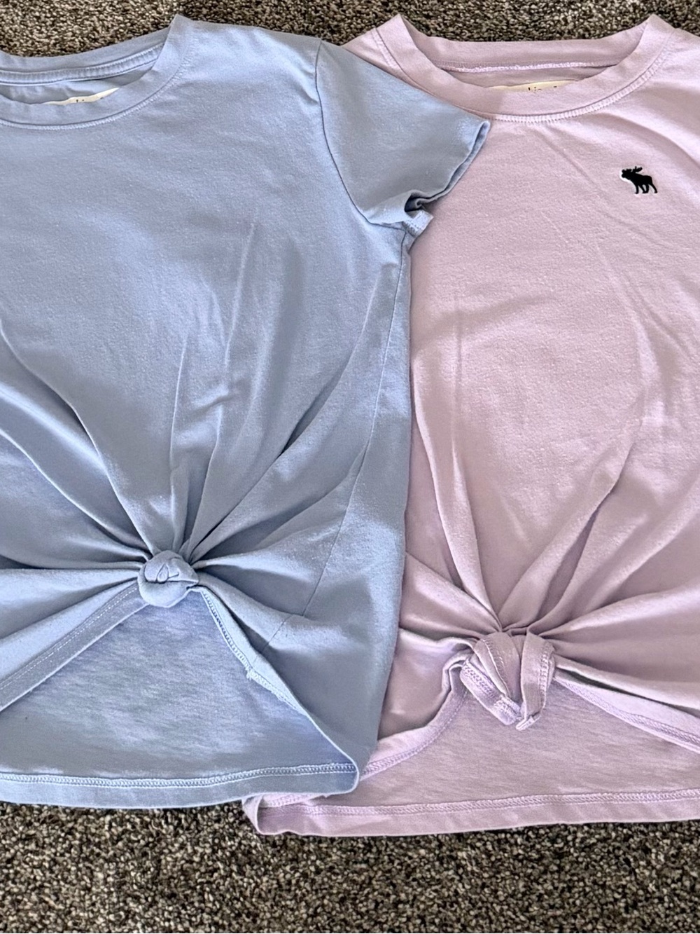 Abercrombie & Fitch Light Blue and Light Lavender Knot-Front Tees